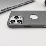 iPhone Corner Stitched Luxury Leather Logo Cut Hidden Magsafe Case