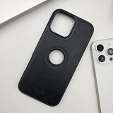 iPhone Corner Stitched Luxury Leather Logo Cut Hidden Magsafe Case