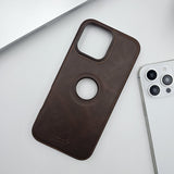 iPhone Corner Stitched Luxury Leather Logo Cut Hidden Magsafe Case