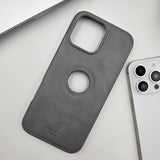 iPhone Corner Stitched Luxury Leather Logo Cut Hidden Magsafe Case