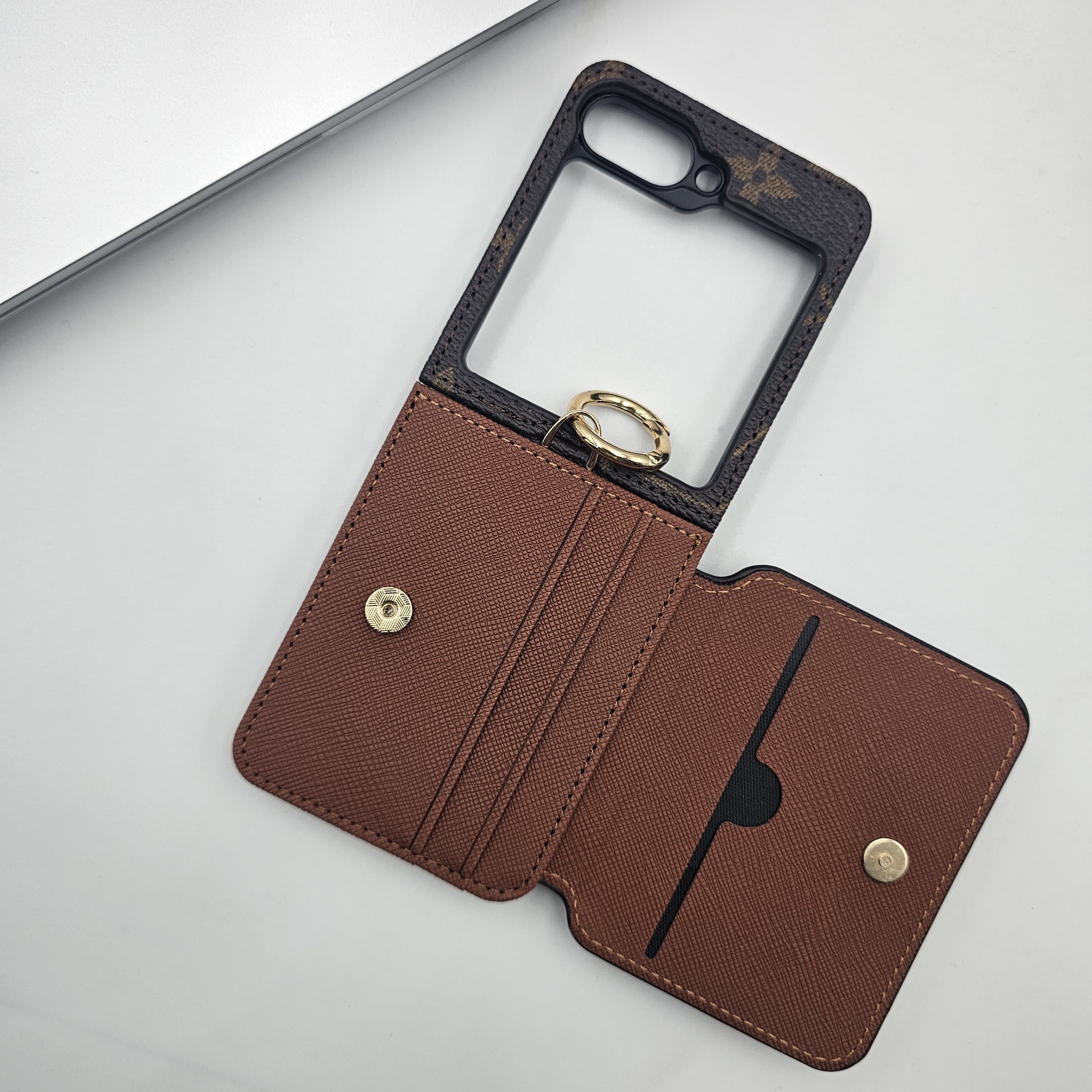 Samsung Galaxy Z Flip 7 FE Luxury Brand Card Pocket Wallet Ring Holder Case