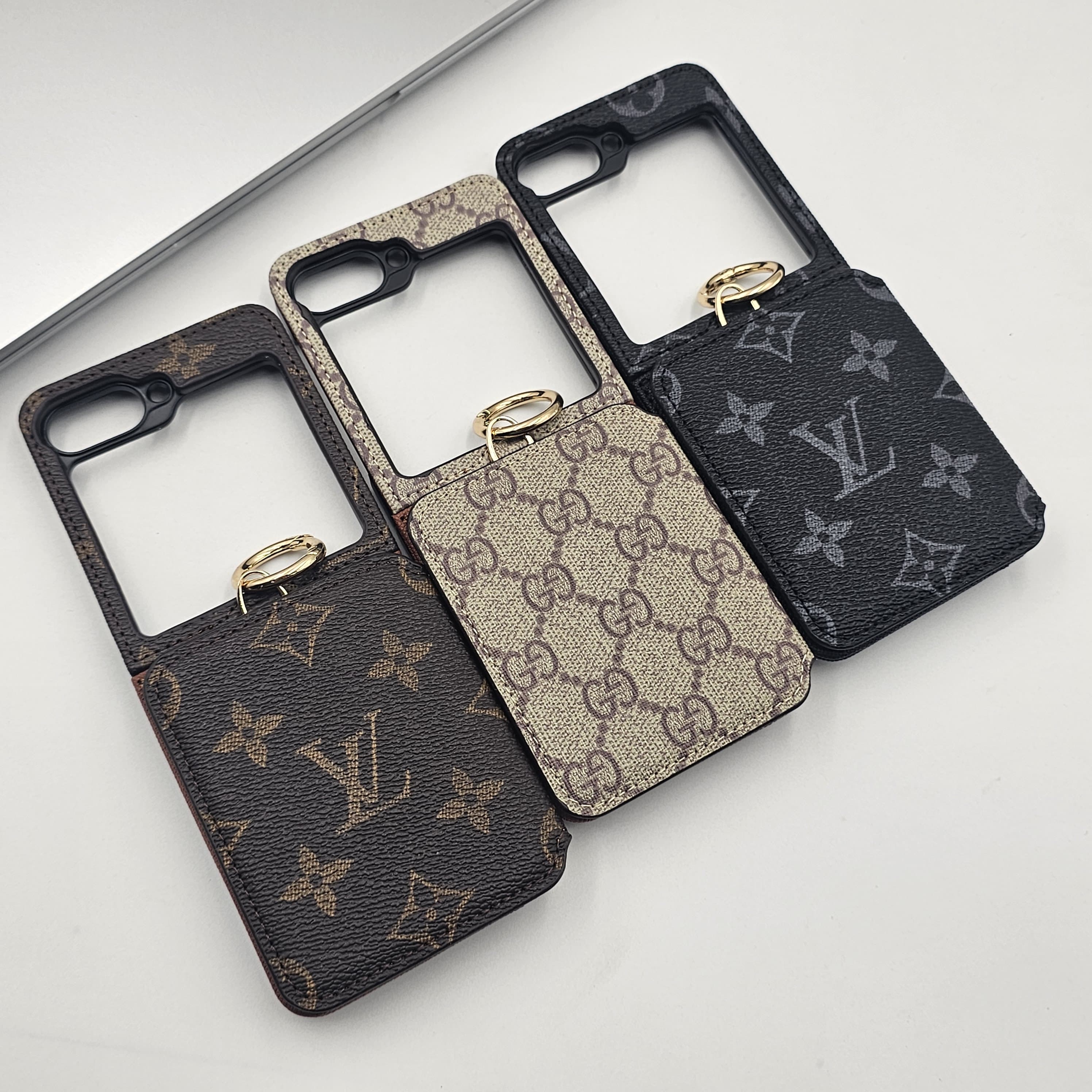 Samsung Galaxy Z Flip 7 FE Luxury Brand Card Pocket Wallet Ring Holder Case