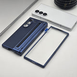 All-in-One Case | Leather Texture with Pen for Samsung Galaxy Z Fold 5 | Front Screen Protector & Side Hinge Protection