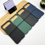 Samsung Galaxy Z Flip 4 Zigzag Carbon Fibre Pattern Texture Case Cover