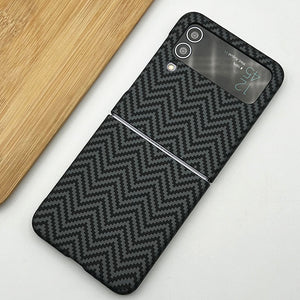 Samsung Galaxy Z Flip 4 Zigzag Carbon Fibre Pattern Texture Case Cover