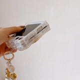 Samsung Galaxy Z Flip 6 Premium Rotation Dollar Bracelet Wristband Pearl Case