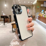 iPhone 15 Series Side Diamond Transparent Chrome Case Cover