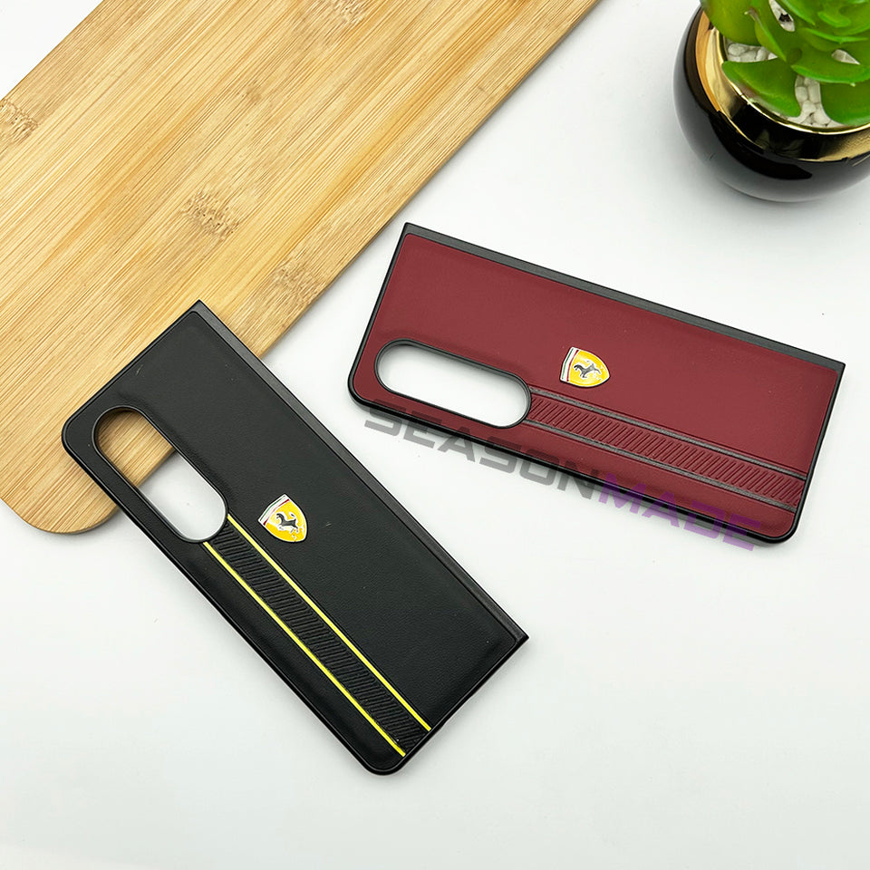 Samsung Galaxy Z Fold 4 Ferrari Stripe Leather Cover Case