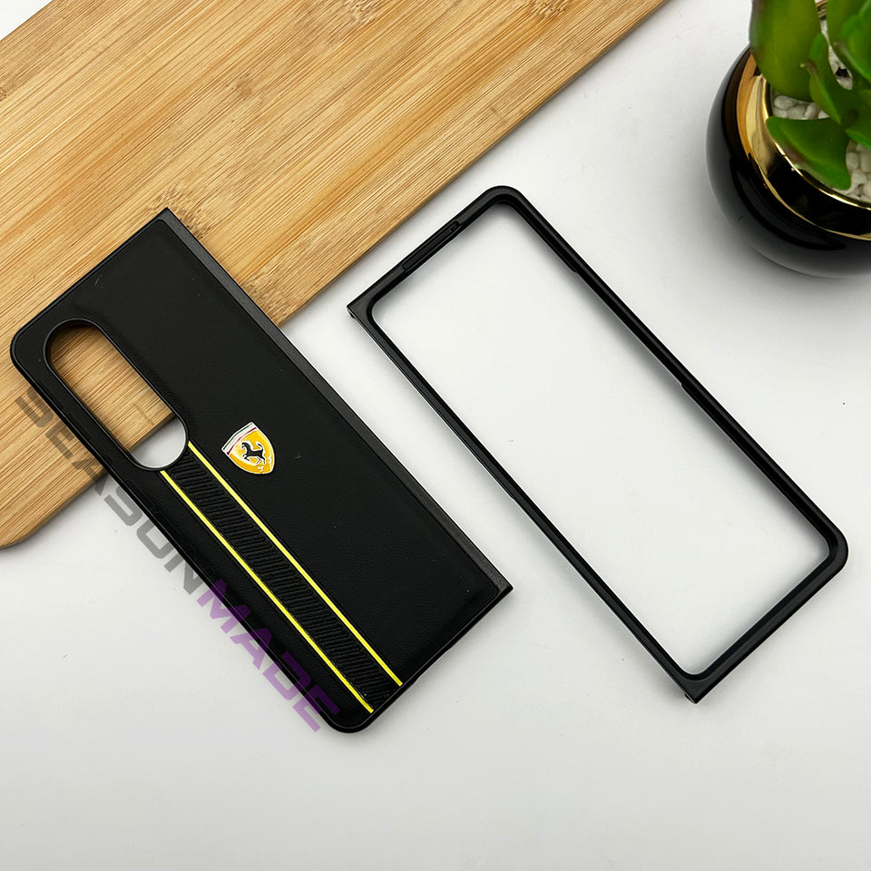Samsung Galaxy Z Fold 4 Ferrari Stripe Leather Cover Case