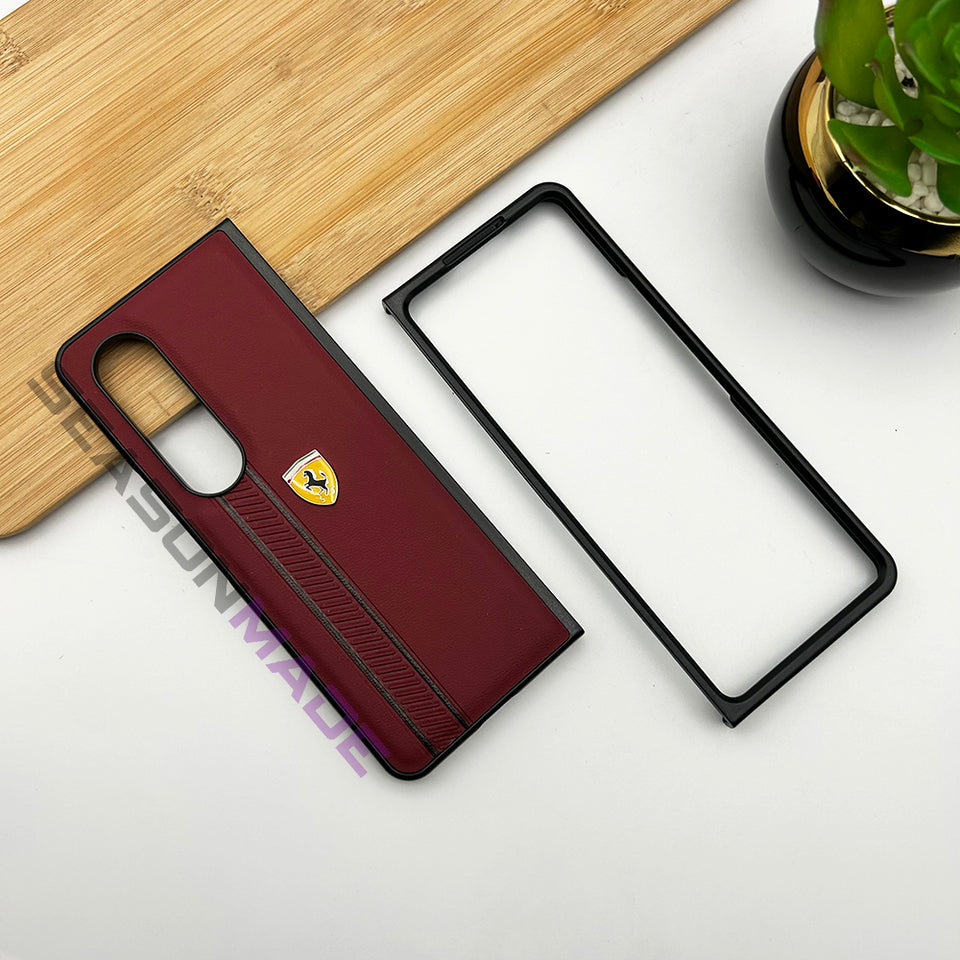 Samsung Galaxy Z Fold 4 Ferrari Stripe Leather Cover Case
