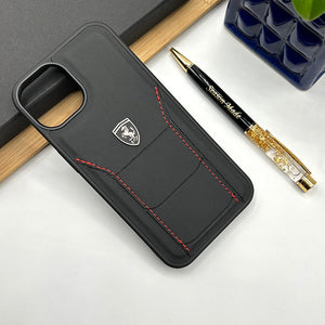iPhone 15 Series FR Sports Car Leather Stitched Case Cover