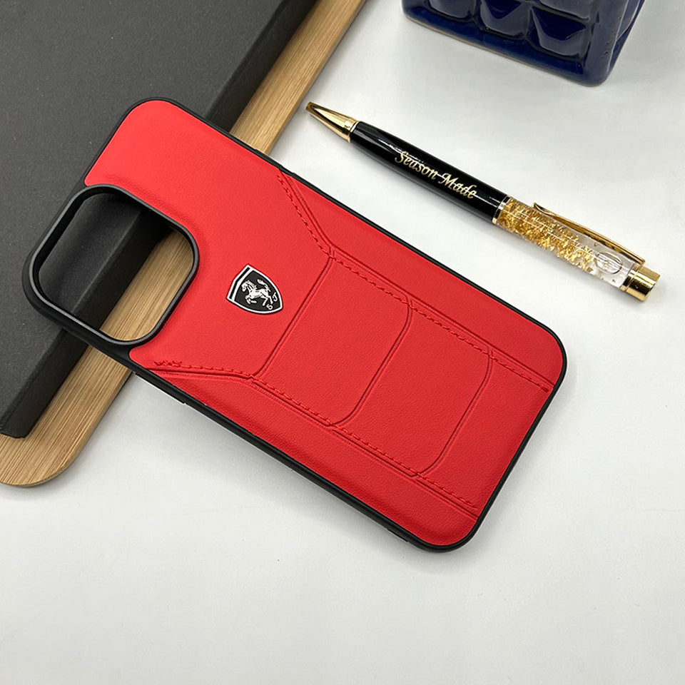 iPhone 15 Series FR Sports Car Leather Stitched Case Cover