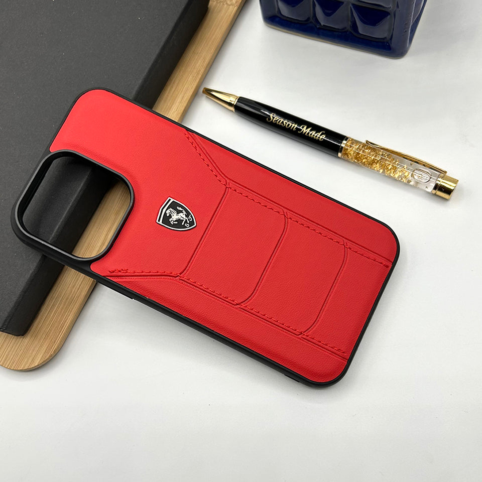 iPhone Ferrari Sports Car Leather Stitched Case Cover