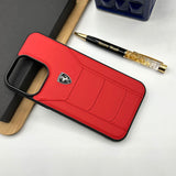 iPhone Ferrari Sports Car Leather Stitched Case Cover