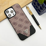 iPhone Luxury Brand Gues Leather Chrome Metal Case