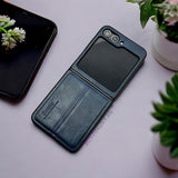 Samsung Galaxy Z Flip 5 PU Leather Stitched Case With Inside Velvet Cover