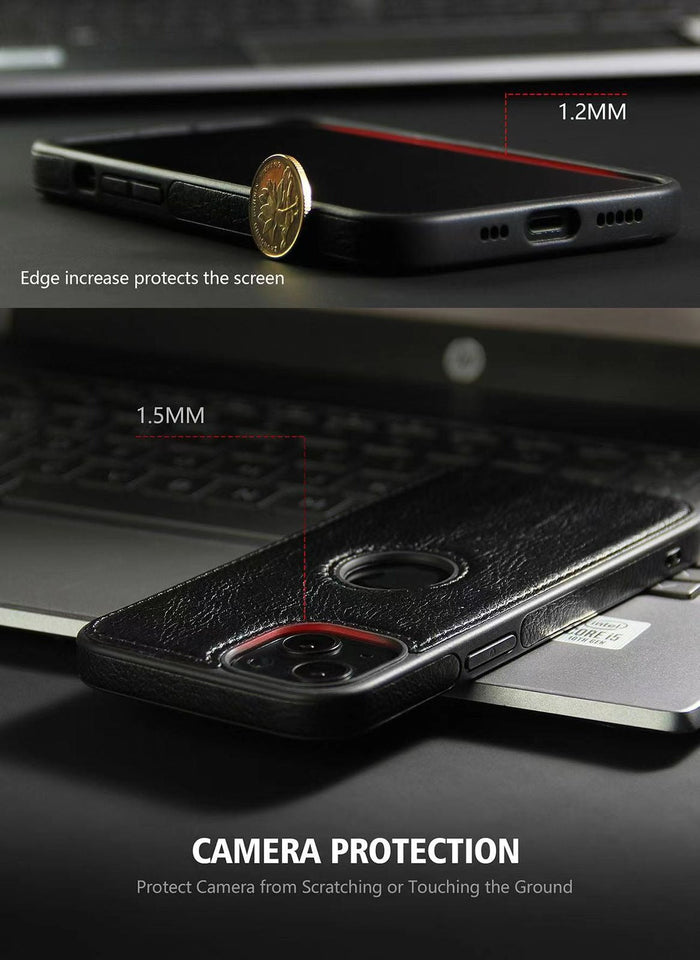 iPhone 15 Series Luxury Leather Logo Cut Back Case Cover