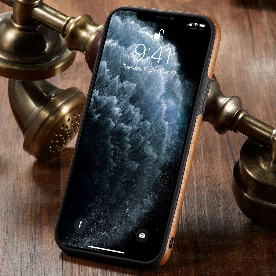 iPhone 15 Series Luxury Leather Logo Cut Back Case Cover