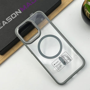 iPhone 15 Series Luxury Clear Case With Side Silicone Edge Magsafe Hard Case Cover