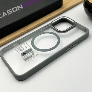 iPhone 15 Series Luxury Clear Case With Side Silicone Edge Magsafe Hard Case Cover