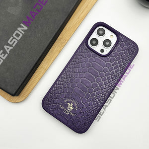 iPhone Santa Barbara Polo Leather Croc Pattern Case Cover