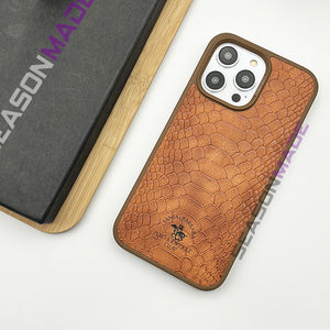 iPhone Santa Barbara Polo Leather Croc Pattern Case Cover