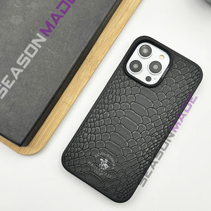iPhone Santa Barbara Polo Leather Croc Pattern Case Cover