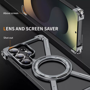 Samsung Galaxy S25 Ultra X Shape Metal Magnetic Magsafe Case Ringstand
