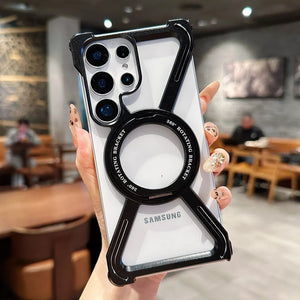 Samsung Galaxy S25 Ultra X Shape Metal Magnetic Magsafe Case Ringstand