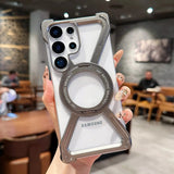 Samsung Galaxy S25 Ultra X Shape Metal Magnetic Magsafe Case Ringstand