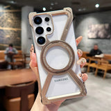 Samsung Galaxy S25 Ultra X Shape Metal Magnetic Magsafe Case Ringstand
