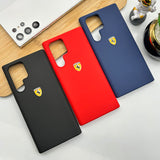 Samsung Galaxy S22 Ultra Ferrari Sports Car Logo Liquid Silicone Case Cover