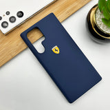 Samsung Galaxy S22 Ultra Ferrari Sports Car Logo Liquid Silicone Case Cover