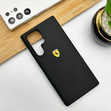 Samsung Galaxy S22 Ultra Ferrari Sports Car Logo Liquid Silicone Case Cover