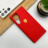 Samsung Galaxy S22 Ultra Ferrari Sports Car Logo Liquid Silicone Case Cover