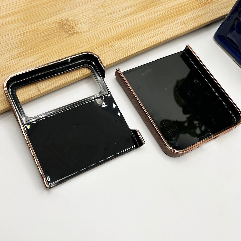 Samsung Galaxy Z Flip 3 PU Leather Chrome Plated Side Case Cover Clearance Sale