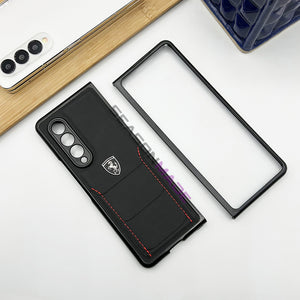 Samsung Galaxy Z Fold 4 Leather Ferrari Sports Car Logo Design Case Cover