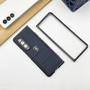 Samsung Galaxy Z Fold 4 Leather Ferrari Sports Car Logo Design Case Cover