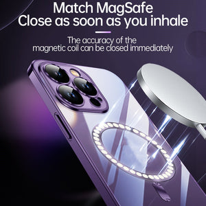 iPhone Magsafe Transparent Purple Case Cover Lens Protector