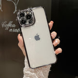 iPhone 15 Series Side Diamond Transparent Chrome Case Cover