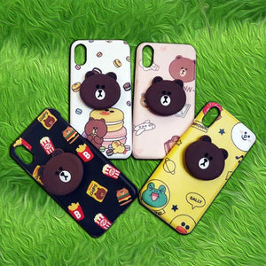 Cute Brown Panda Mobile Case Cover With Holder