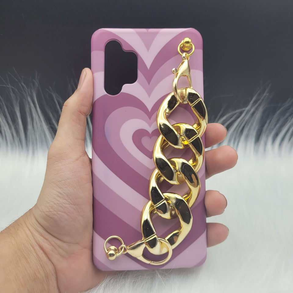 Purple Heart Golden Chain Holder Case Cover
