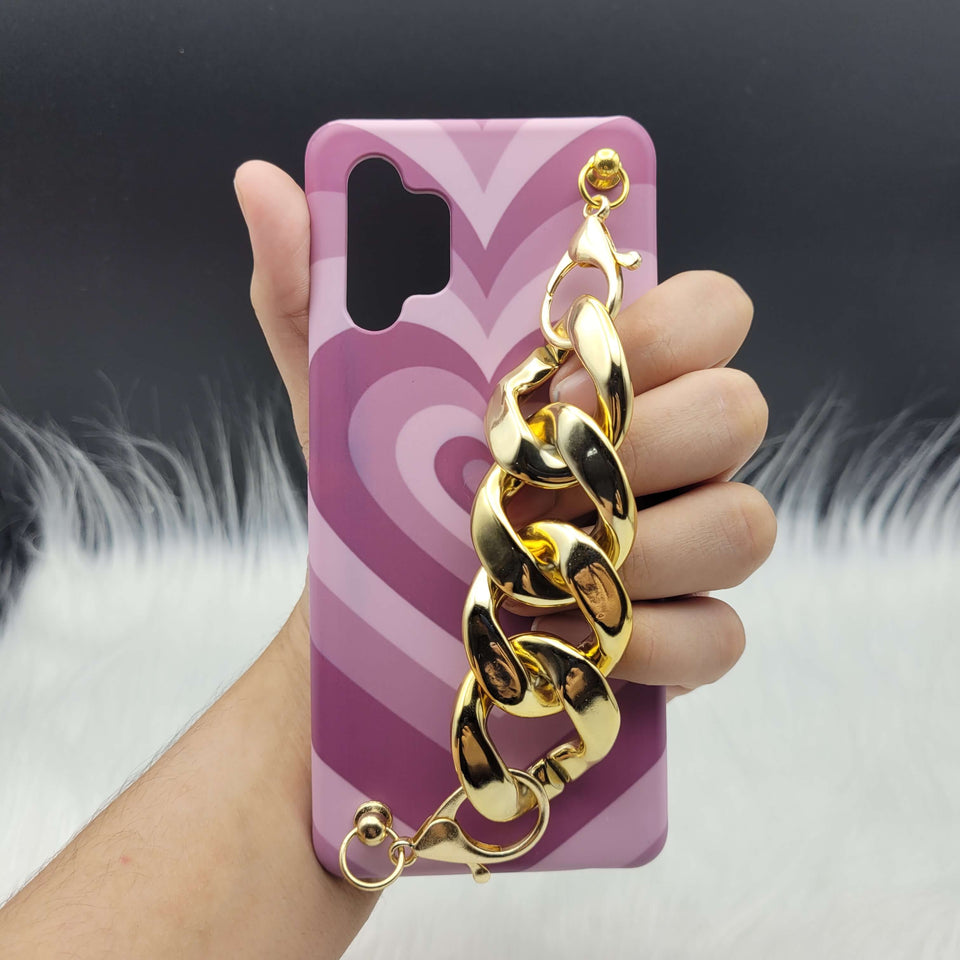 Purple Heart Golden Chain Holder Case Cover