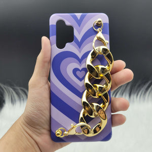 Blue Heart Golden Chain Holder Case Cover