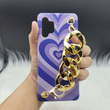 Blue Heart Golden Chain Holder Case Cover