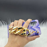 Blue Heart Golden Chain Holder Case Cover