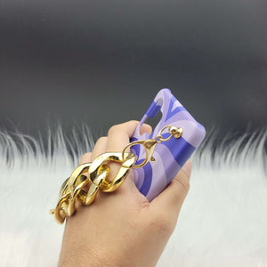 Blue Heart Golden Chain Holder Case Cover