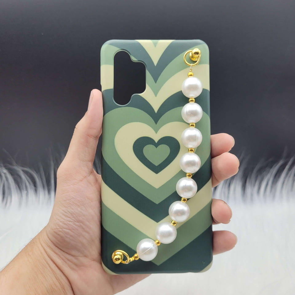 Green Heart Pearl Holder Printed Case Cover