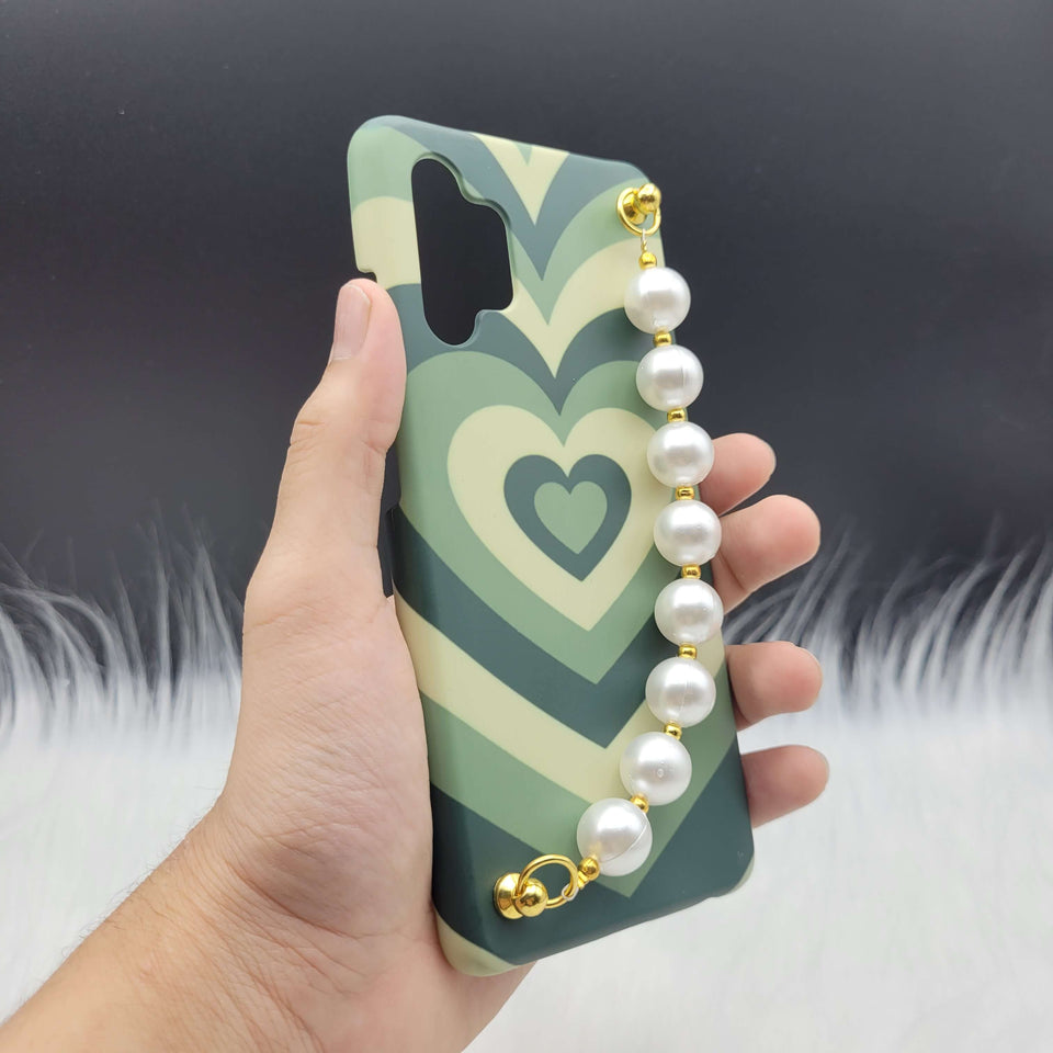 Green Heart Pearl Holder Printed Case Cover