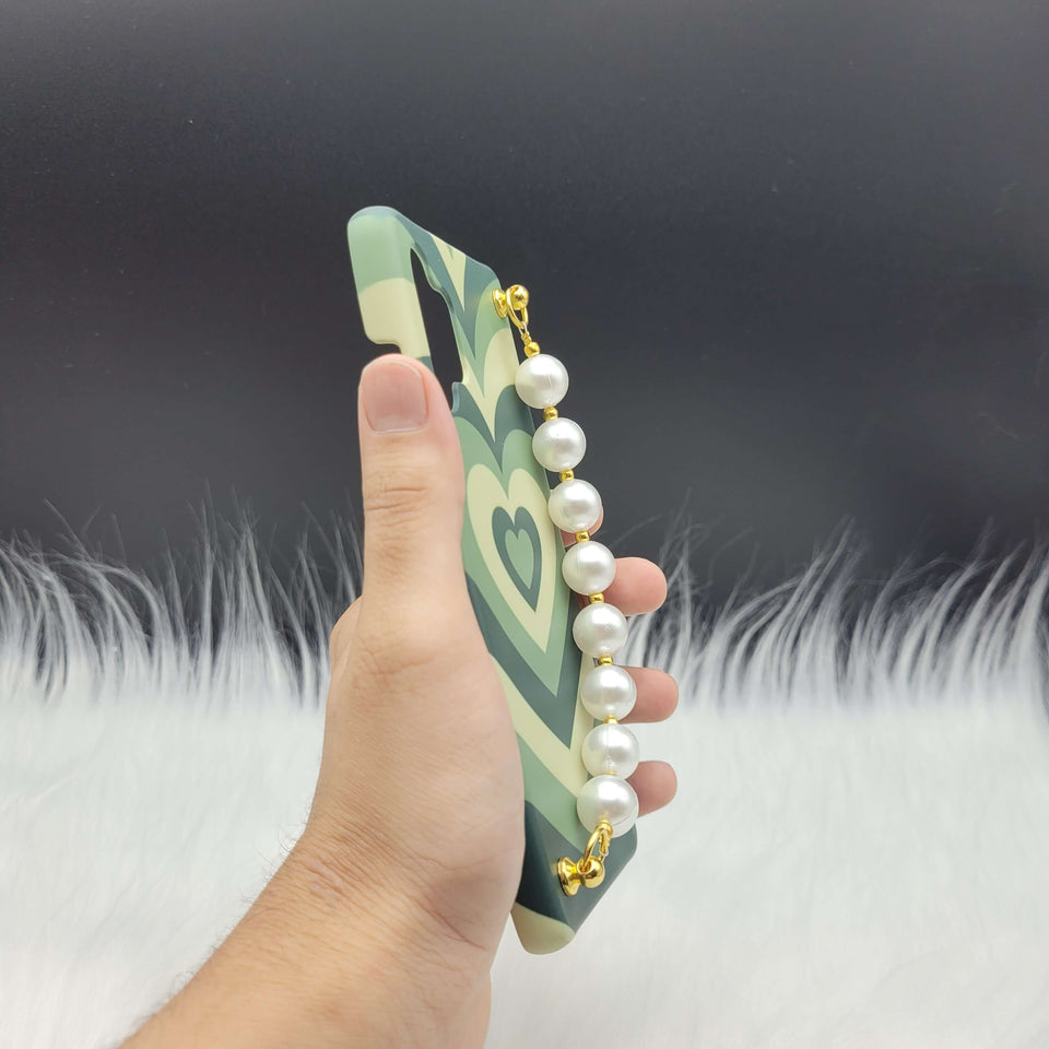 Green Heart Pearl Holder Printed Case Cover